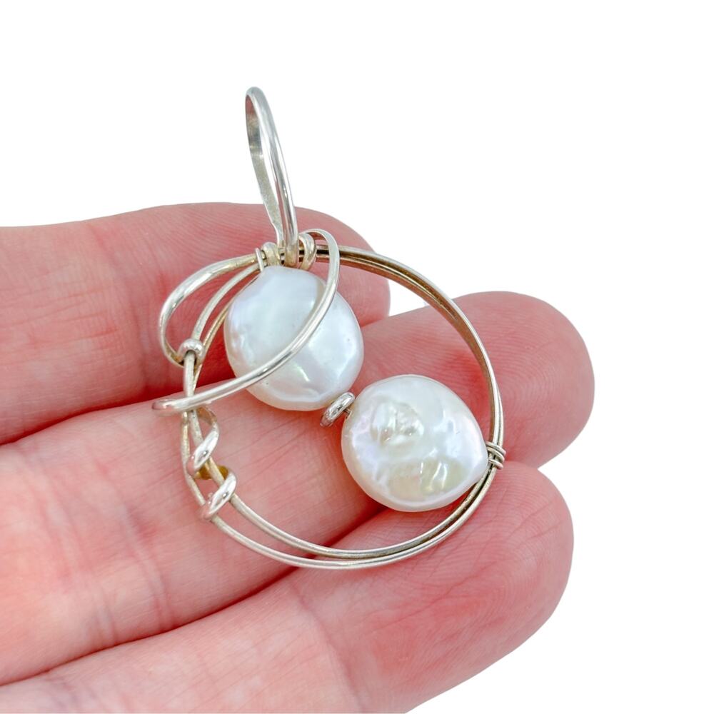 Vintage Sterling Silver 925 Wire Wrapped Pearl Pendant